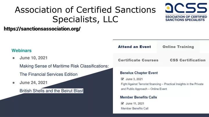 association of certified sanctions specialists llc
