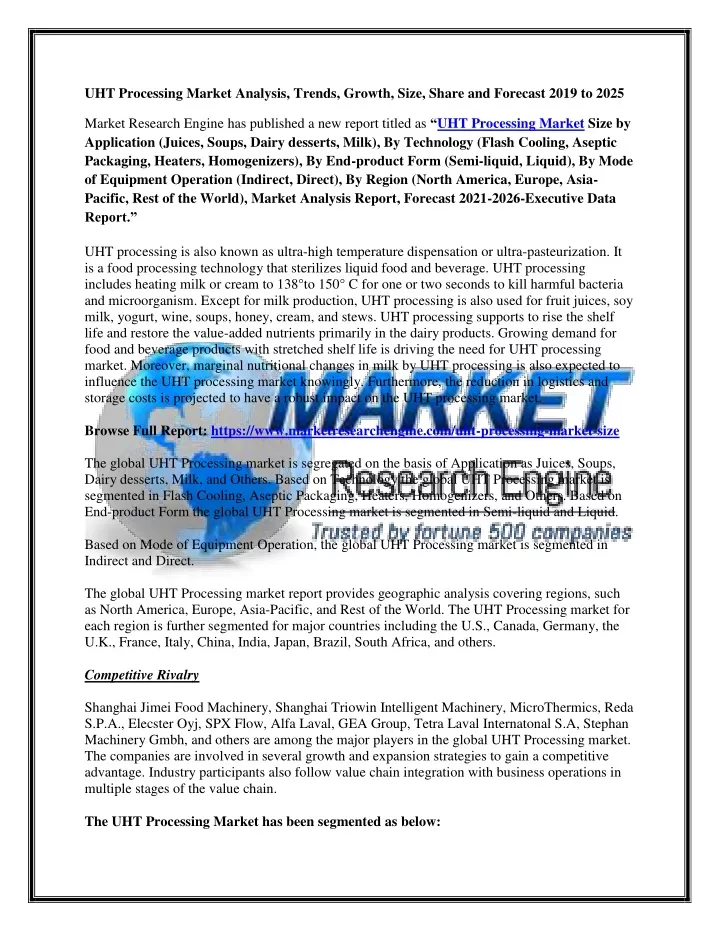 uht processing market analysis trends growth size