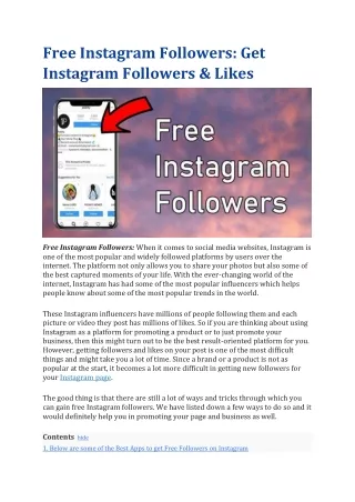 Free Instagram Followers Get Instagram Followers & Likes