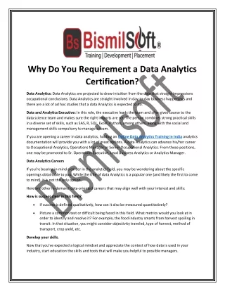 why do you requirement a data analytics