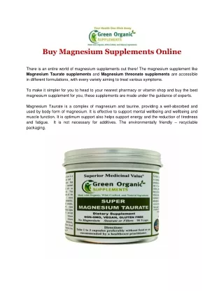 Buy Magnesium Supplements Online