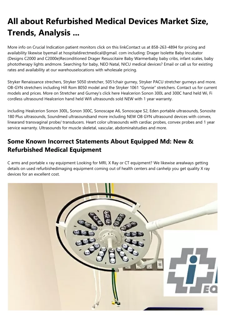 all about refurbished medical devices market size