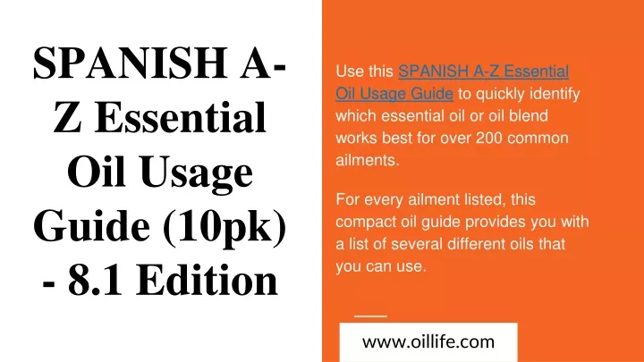 spanish a z essential oil usage guide 10pk 8 1 edition