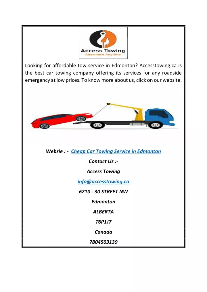 looking for affordable tow service in edmonton