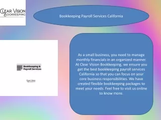Bookkeeping Payroll Services California