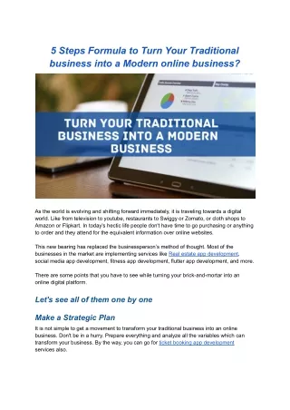 5 Steps Formula to Turn Your Traditional business into a Modern online business?