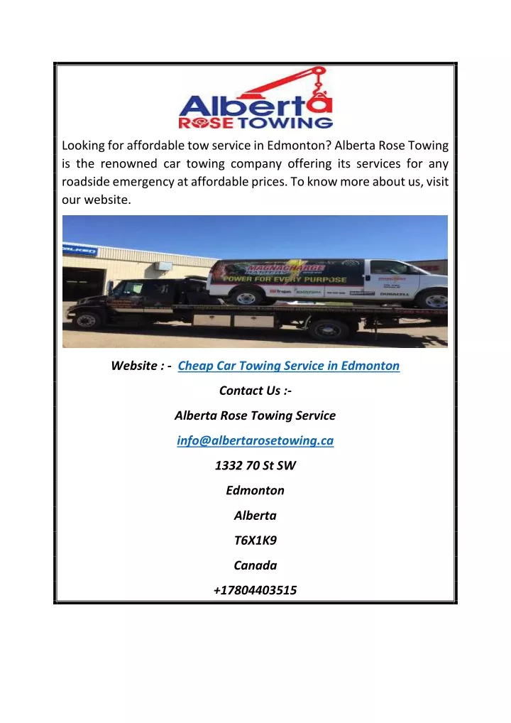 looking for affordable tow service in edmonton