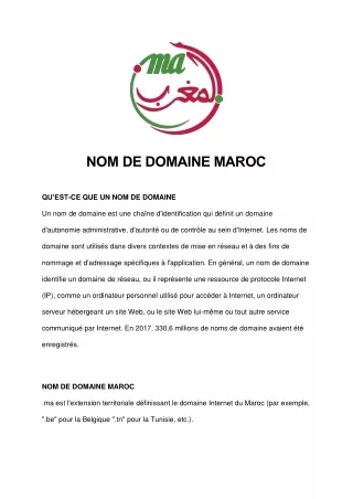 nom de domaine maroc