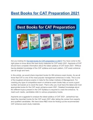 Best Books for CAT Preparation 2021
