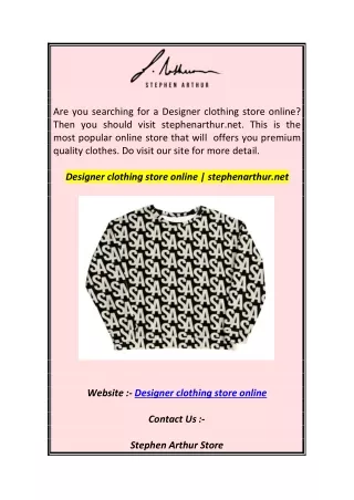 Designer clothing store online  stephenarthur.net