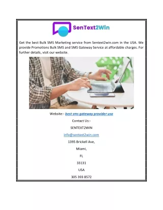 best sms gateway provider usa | Sentext2win.com