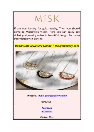 Dubai Gold Jewellery Online  Miskjewellery.com