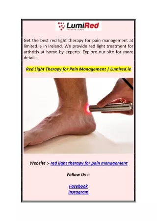 Red Light Therapy for Pain Management  Lumired.ie