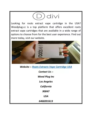 Roots Extracts Vape Cartridge USA | Weedplug.cc