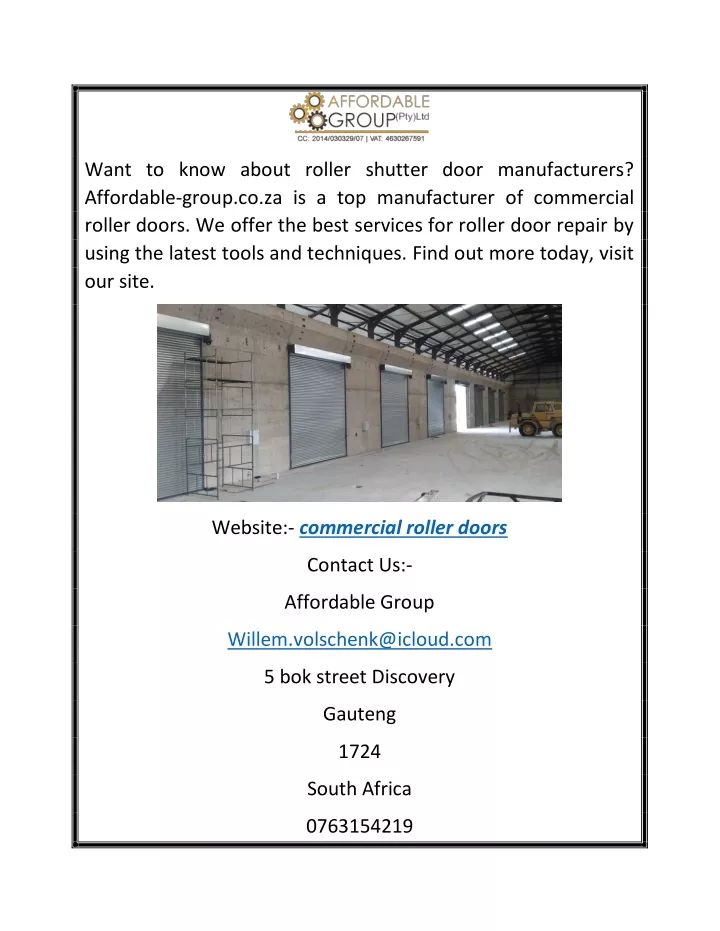 want to know about roller shutter door