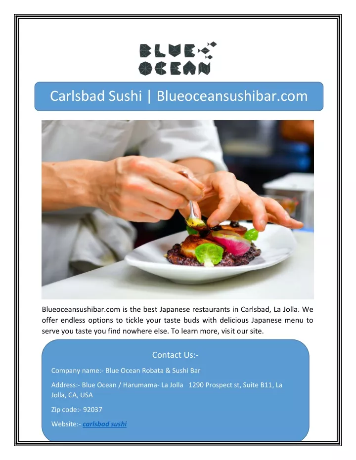 carlsbad sushi blueoceansushibar com