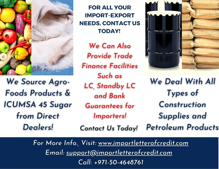for all your import export needs contact us today