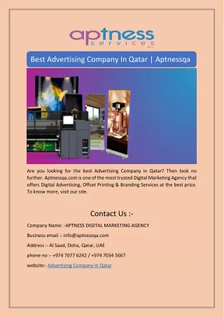 Best Advertising Company In Qatar | Aptnessqa