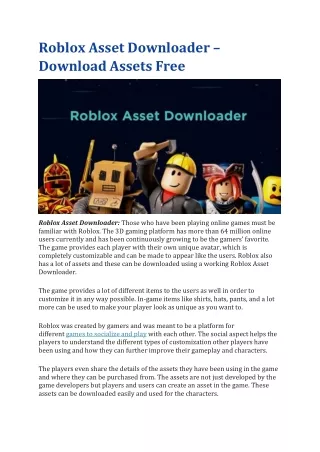 Roblox Asset Downloader – Download Assets Free