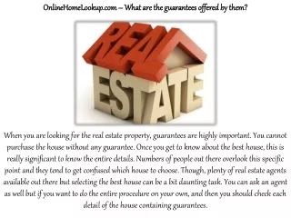 OnlineHomeLookup.com – What are the guarantees offered by them?