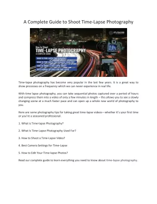 a complete guide to shoot time lapse photography