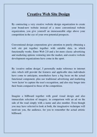 creative web site design