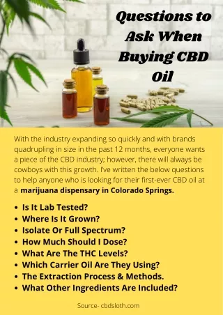 Questions to Ask When Buying CBD Oil