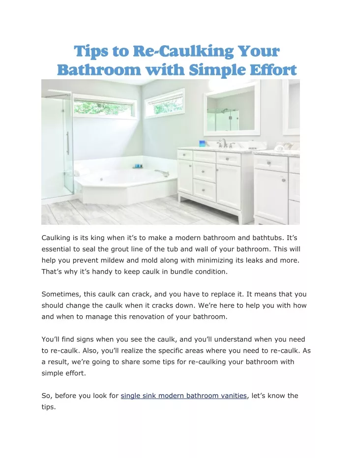 tips to re caulking your bathroom with simple