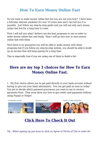 How To Earn Money Online Fast and Easy