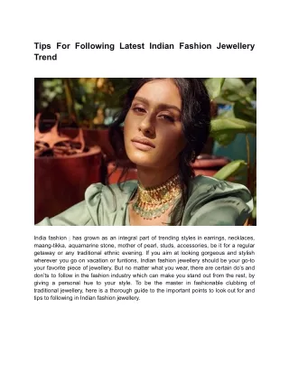 Tips For Following Latest Indian Fashion Jewellery Trend