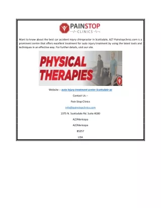 Auto Injury Treatment Center Scottsdale AZ  Painstopclinics.com