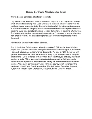Degree Certificate Attestation for Dubai