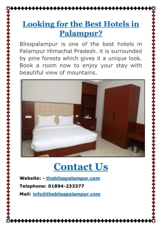 Looking for the Best Hotels in Palampur