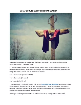 WHAT SHOULD EVERY CHRISTIAN LEARN