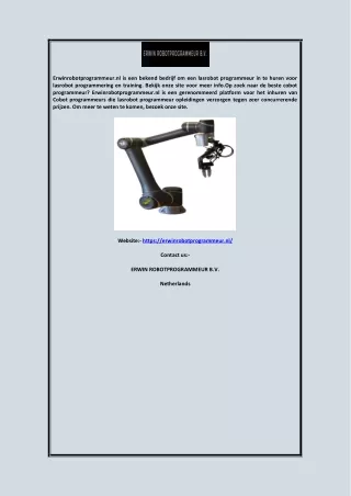 Cobot Programmeur  Erwinrobotprogrammeur.nl