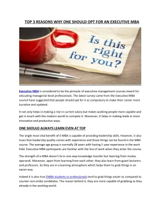 top 3 reasons why one should opt for an executive