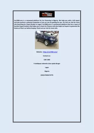 Auction Export Broker in Lagos Car1960.com