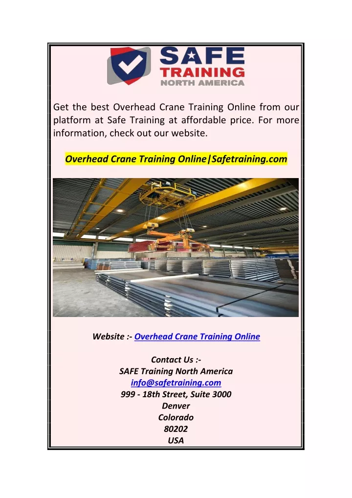 get the best overhead crane training online from