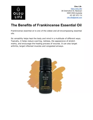 The Benefits of Frankincense Essential Oil