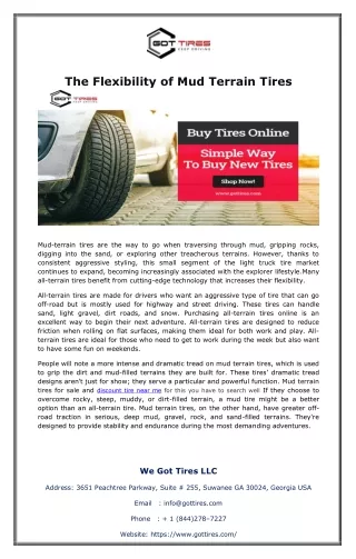 The Flexibility of Mud Terrain Tires