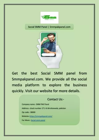 Social SMM Panel | Smmpakpanel.com