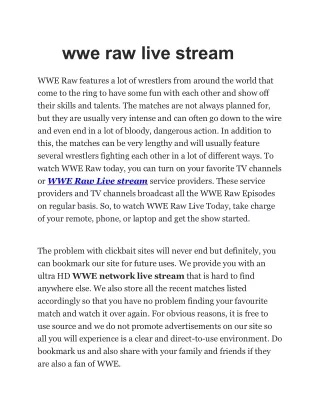 wwe raw live stream