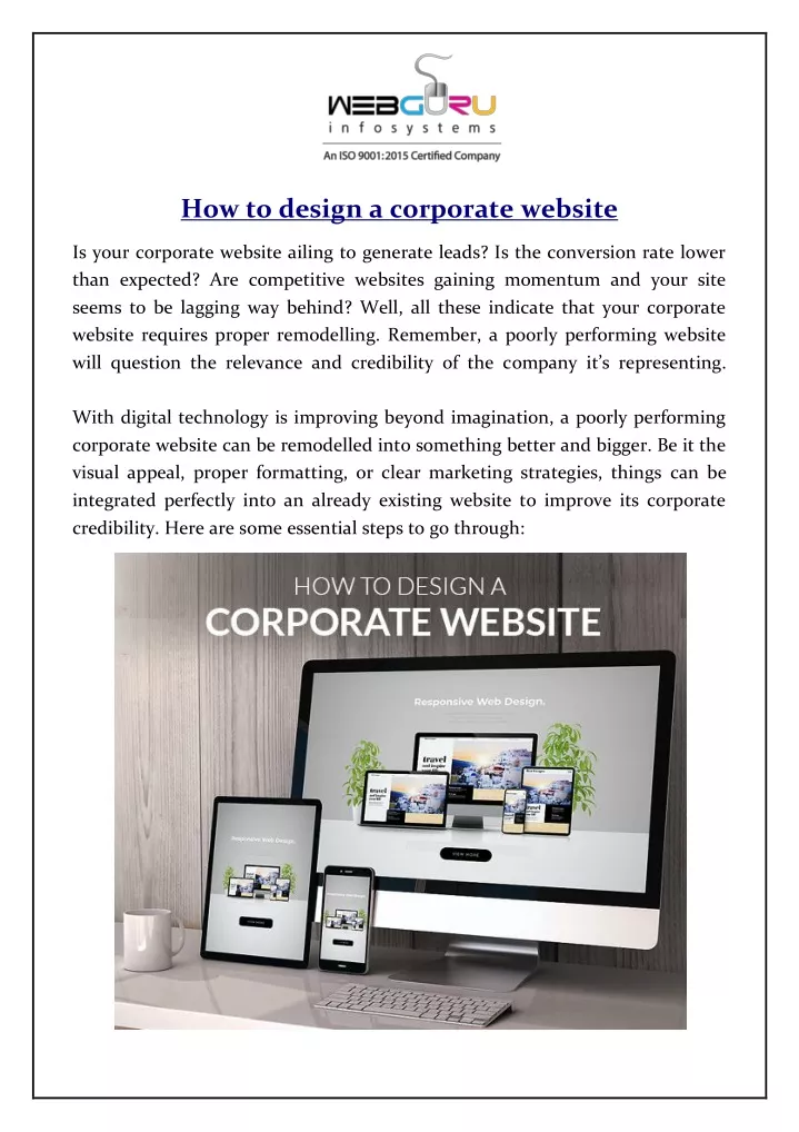 how to design a corporate website