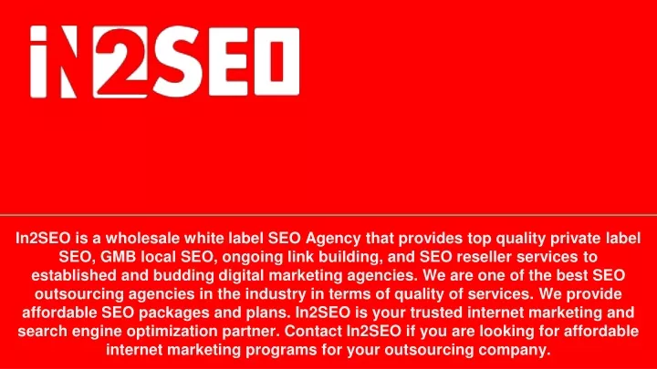 in2seo is a wholesale white label seo agency that