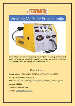 Welding Machine Price in India