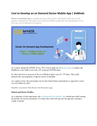 Cost to Develop an on Demand Doctor Mobile App