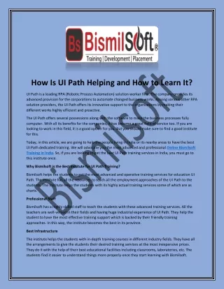 how is ui path helping and how to learn it
