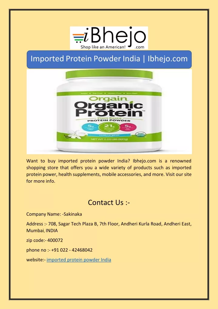 imported protein powder india ibhejo com