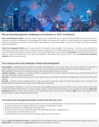 Master Data Management Challenges and Solutions in 2021 and Beyond