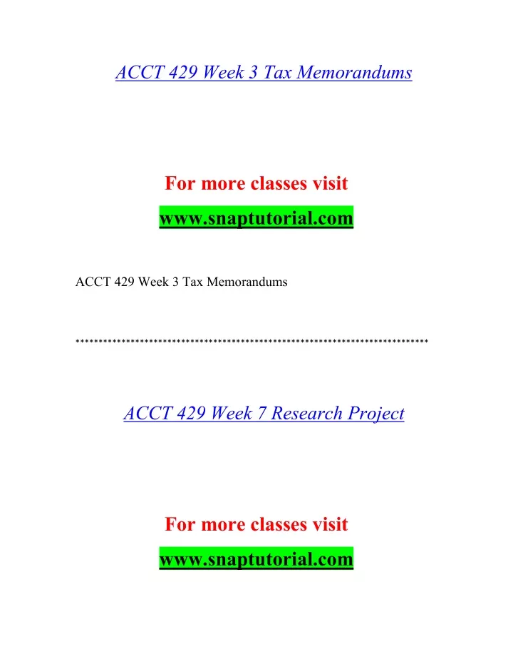 acct 429 week 3 tax memorandums